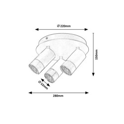 Lubinis šviestuvas Zircon GU10 3X MAX 5W (Matinė Juoda)