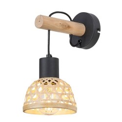 Sieninis šviestuvas Rattan E27 1x MAX 15W (Juoda)