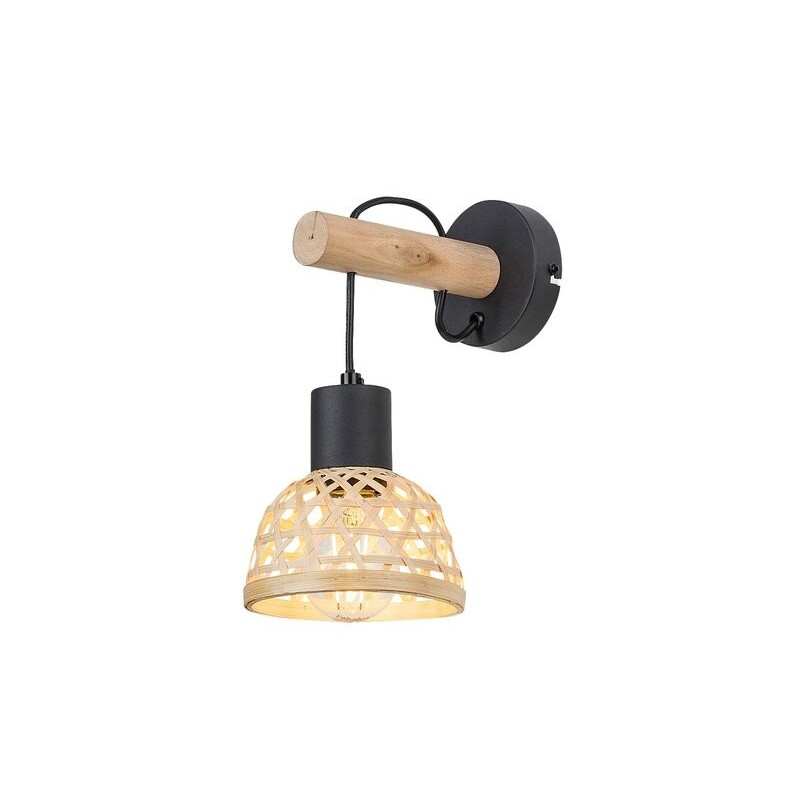 Sieninis šviestuvas Rattan E27 1x MAX 15W (Juoda)