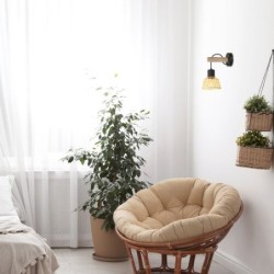 Sieninis šviestuvas Rattan E27 1x MAX 15W (Juoda)