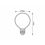 LED lemputė E27 Filament-LED 3W G95 1800K Šilta balta