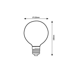 LED lemputė E27 Filament-LED 5W G125 1800K Šilta balta