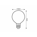 LED lemputė E27 Filament-LED 3W G125 1800K Šilta balta