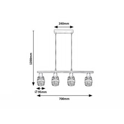 Pakabinamas šviestuvas Indiana E14 4x MAX 25W (Juoda)