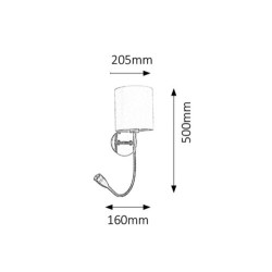 Sieninis šviestuvas Larkin E27 1x MAX 40 + LED 3W 2800K Šilta balta (Chromo)