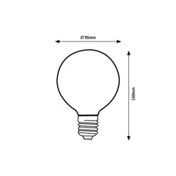 LED lemputė E27 Filament-LED 4W G95 2700K Šilta balta