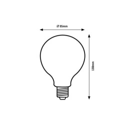 LED lemputė E27 Filament-LED 8W G95 4000K Neutrali balta