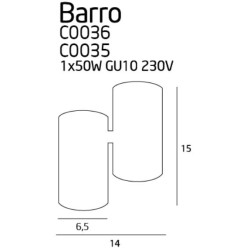Taškinis šviestuvas Barro I 1xGU10 Baltas