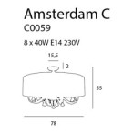 Lubinis šviestuvas Maxlight Amsterdam 8x E14 Ø80cm Chromo