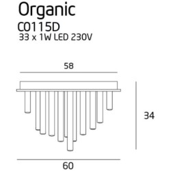 Maxlight Lubinis šviestuvas Organic 60cm Integruotas LED 33W Chromo