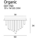 Maxlight Lubinis šviestuvas Organic 60cm Integruotas LED 33W Chromo