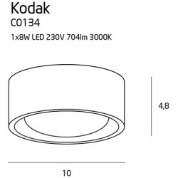 Lubinis šviestuvas Maxlight Kodak I 8W Baltas