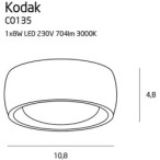 Lubinis šviestuvas Kodak II 8W LED Balta