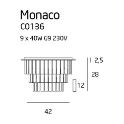 Lubinis šviestuvas MONACO 9xG9 Chromas
