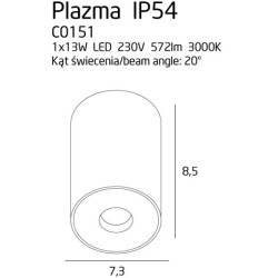 Taškinis šviestuvas Plazma Integruotas LED 13W Juodas