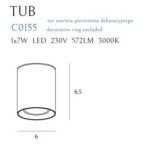 Paviršinis šviestuvas Maxlight TUB C0155 Integruotas LED 7W Balta