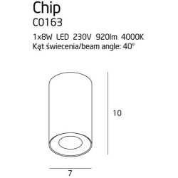 Taškinis šviestuvas Maxlight CHIP Integruotas LED 8W Juodas