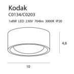 Lubinis šviestuvas Kodak 8W Juodas
