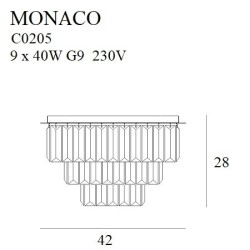 Lubinis šviestuvas Maxlight Monaco 42cm 9xG9 Aukso