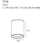 Taškinis šviestuvas Tub Integruotas LED 7W Juodas
