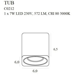Paviršinis taškinis šviestuvas Maxlight Tub Integruotas LED 7W Juodas