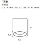 Paviršinis taškinis šviestuvas Maxlight Tub Integruotas LED 7W Juodas