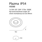 Įleidžiamas lubinis šviestuvas Plazma Integruotas LED 13W Juodas