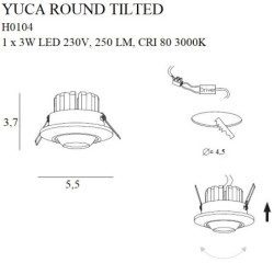 Įleidžiamas lubinis šviestuvas Yuca Integruotas LED 3W Juodas