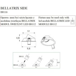 Įleidžiamas šviestuvo korpusas Bellatrix Side 1xH0112 Juodas