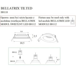 Įleidžiamas šviestuvo korpusas Maxlight Bellatrix Tilted 9W Juodas