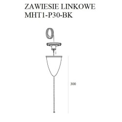 3 fazių bėginės sistemos pakabinimo 300cm troselis, Juoda
