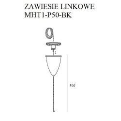 3 fazių bėginės sistemos pakabinimo 500cm troselis, Balta