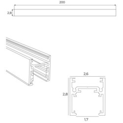 Magnetinis žemo profilio paviršinio montavimo bėgelis Maxlight MAGNETIC MEC 2m Juodas