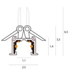 Magnetinės sistemos bėgelis Maxlight MICRO11 MEC įleidžiamas 48V Juodas
