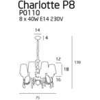 Pakabinamas šviestuvas Charlotte 75cm 8xE14 Chromo