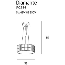 Pakabinamas šviestuvas DIAMANTE 5xG9 Chromas