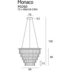 Pakabinamas šviestuvas Monaco 15xG9 Chromo Ø60cm