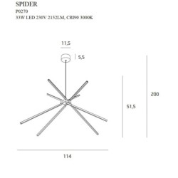 Pakabinamas šviestuvas Spider 33W Baltas