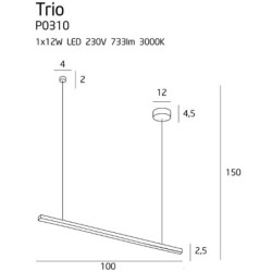 Pakabinamas šviestuvas Maxlight Trio I Integruotas LED 36W Juodas