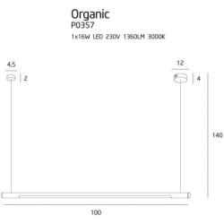 Pakabinamas šviestuvas Organic Horizon 16W Integruotas LED Balta