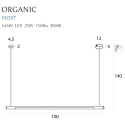 Pakabinamas šviestuvas Organic Horizon 16W Baltas