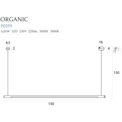 Pakabinamas šviestuvas Maxlight Organic Horizon 26W Chromas 150cm