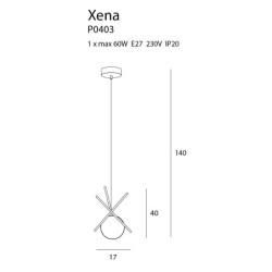 Pakabinamas šviestuvas Xena 1xE27 Žalvario