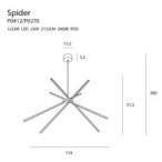 Pakabinamas šviestuvas Spider Integruotas LED 33W Juodas