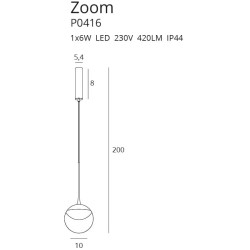 Pakabinamas šviestuvas Zoom Integruotas LED 6W Juodas