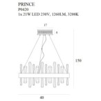 Pakabinamas šviestuvas Prince Integruotas LED 21W Auksinis