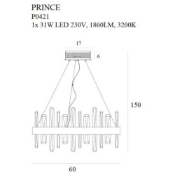Pakabinamas šviestuvas Prince 60cm Integruotas LED 31W Auksinis