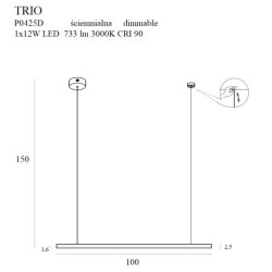 Pakabinamas šviestuvas TRIO Integruotas LED 12W Aukso