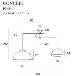 Pakabinamas šviestuvas Concept 2xE27 Auksinis