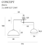 Pakabinamas šviestuvas Concept 2xE27 Auksinis